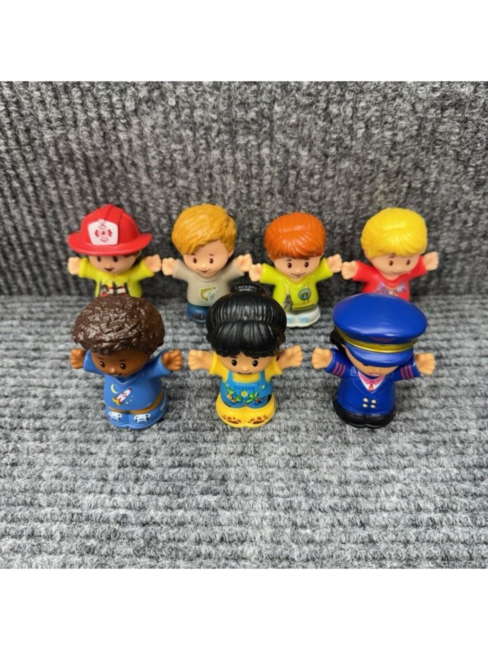 Little People Helpers Lot Of 7 Figures Piolet Fireman School Bus Driver Girl Boy